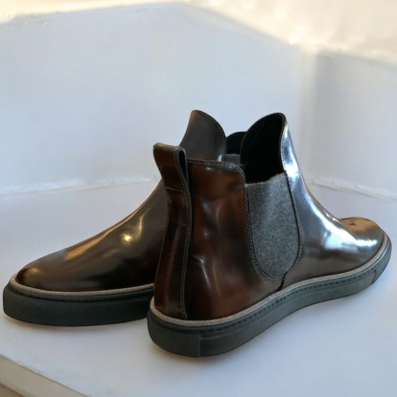 BRUNELLO CUCINELLI Monili Brown Leather Crystal Chelsea Boots - Picture 7 of 10
